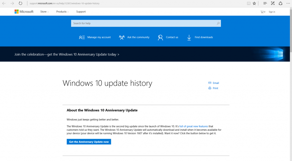 Windows 10 Anniversary Update 