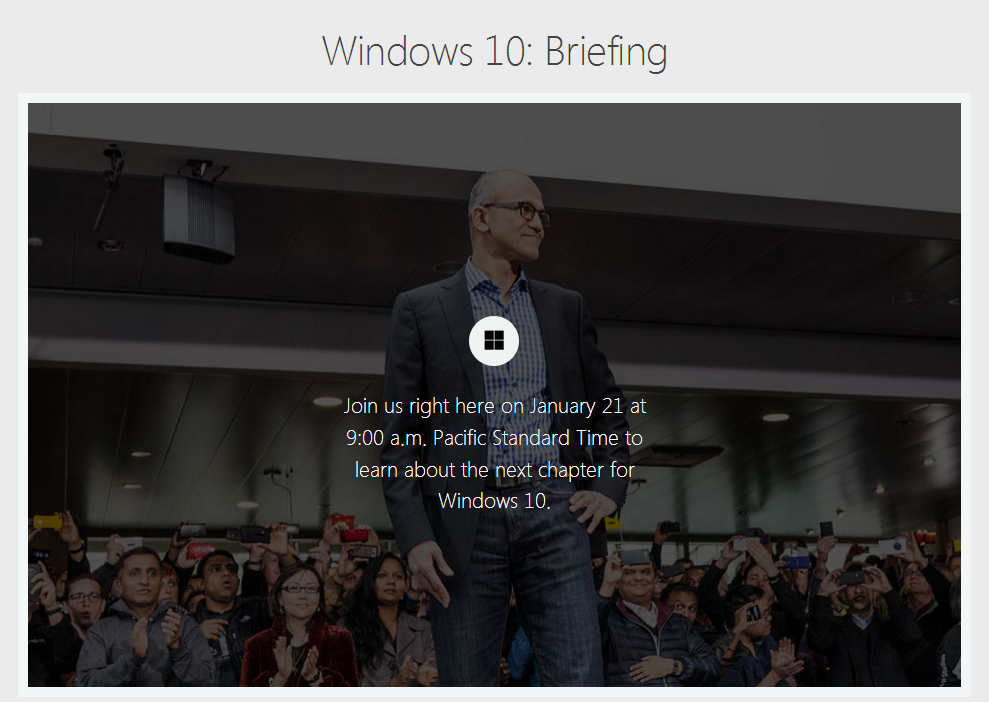 Windows 10 Media Briefing Live Webcast Details