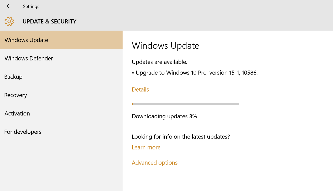 Windows 10 First Major Update (version 1511, 10586) Available