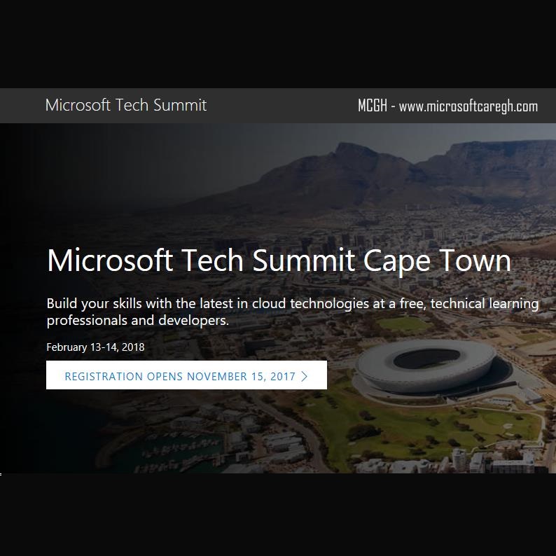 Microsoft Tech Summit 2018 Africa event to take place in Cape Town, South Africa