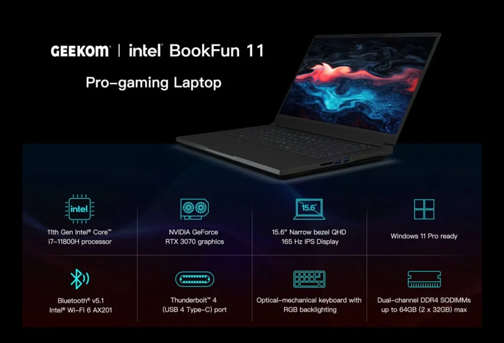 BookFun 11 GEEKOM Intel gaming laptop 