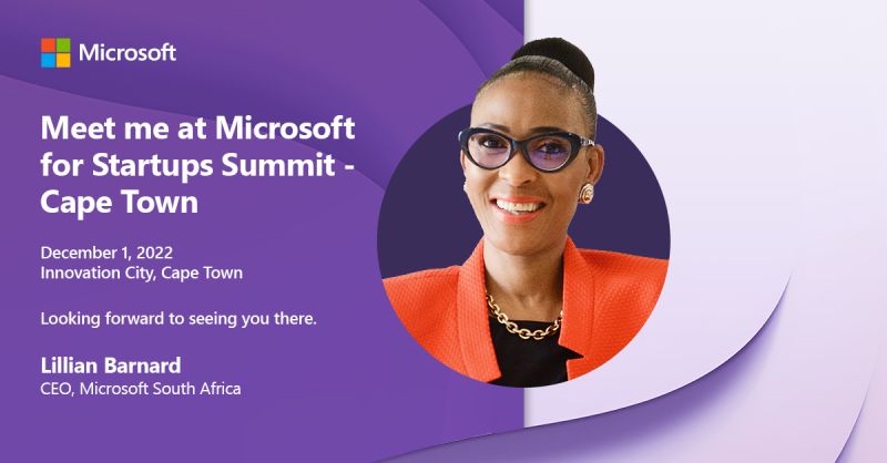 announcement details inviting start founders, developers VC to Microsoft Startups Summit - Cape Town event