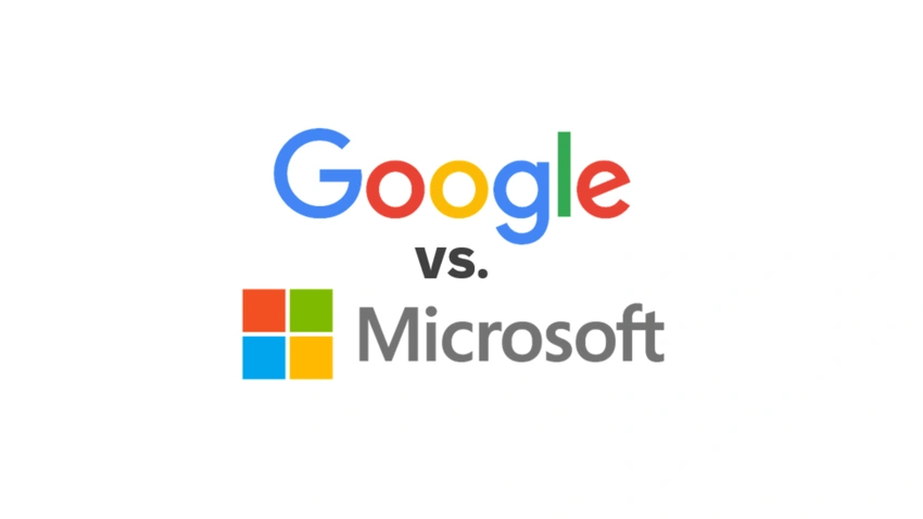 Logos of Microsoft and Google