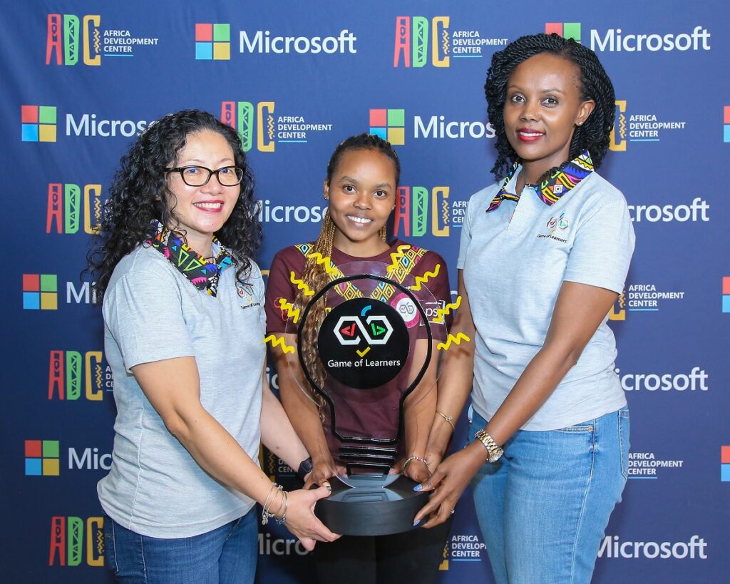 Jambo Care by team Ruby recieving the winning award from Microsoft ADC team 